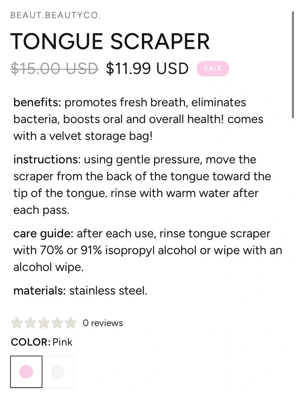 Beaut. White Tongue Scraper